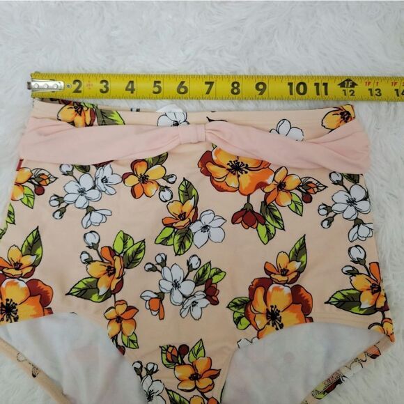 Retro Floral Halter High Waist Bikini Set Two Piece Bathing Suit Size M (6) - Picture 10 of 11